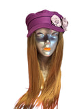Gorgeous Purple flat hat with embroidery flowers 36”inches golden blonde straight hair